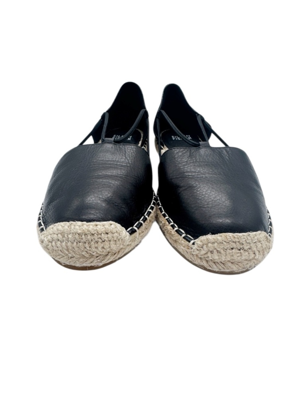 Eileen Fisher Lee Espadrille Flats Black Leather Slip-On Mimimalist Shoes Sz 7 - Picture 9 of 16